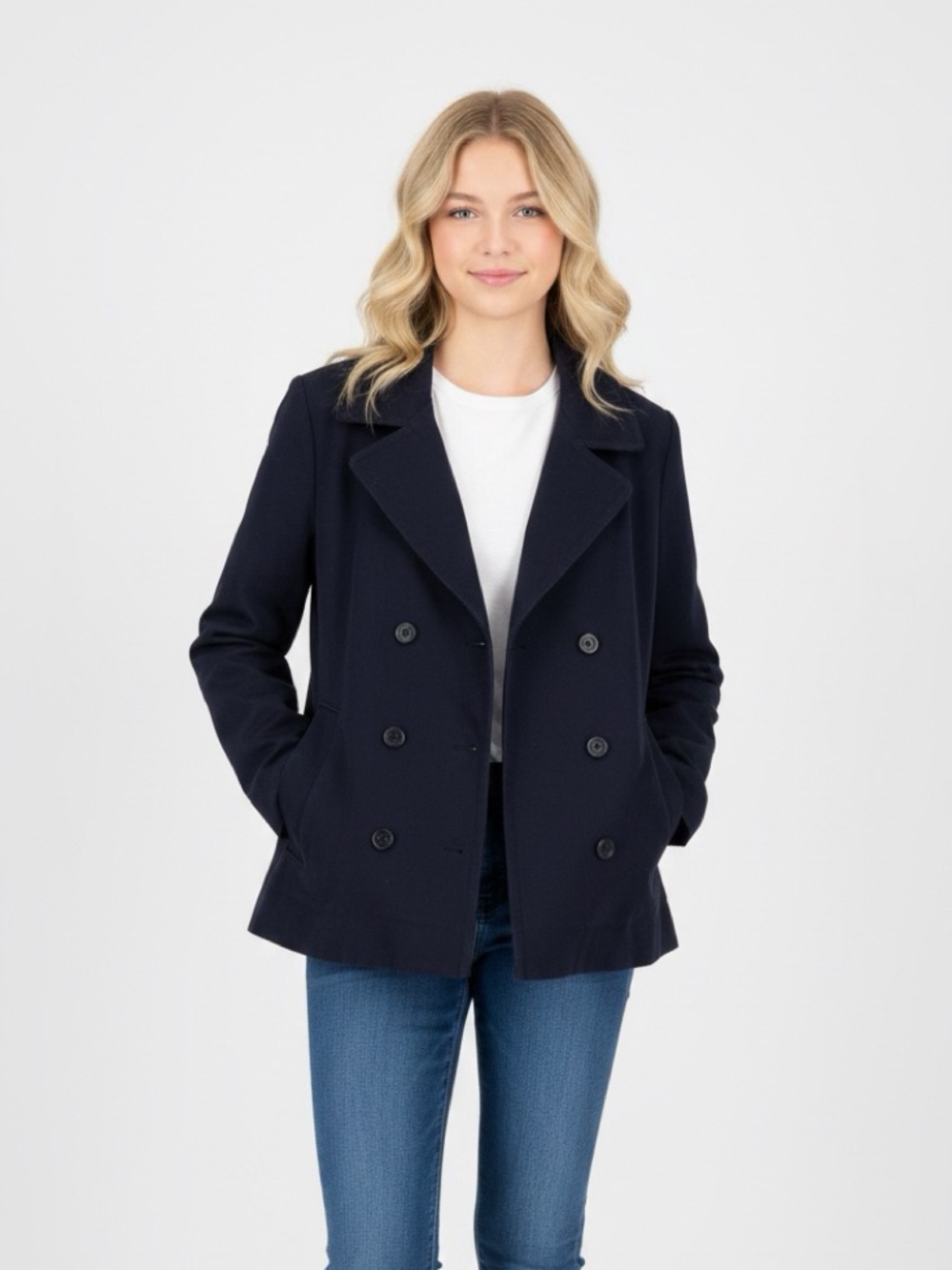 PETITE BATEAU NAVY IVY‎ LEAGUE STYLE PEACOAT BLAZER PREP PREPPY NEW ENGLAND